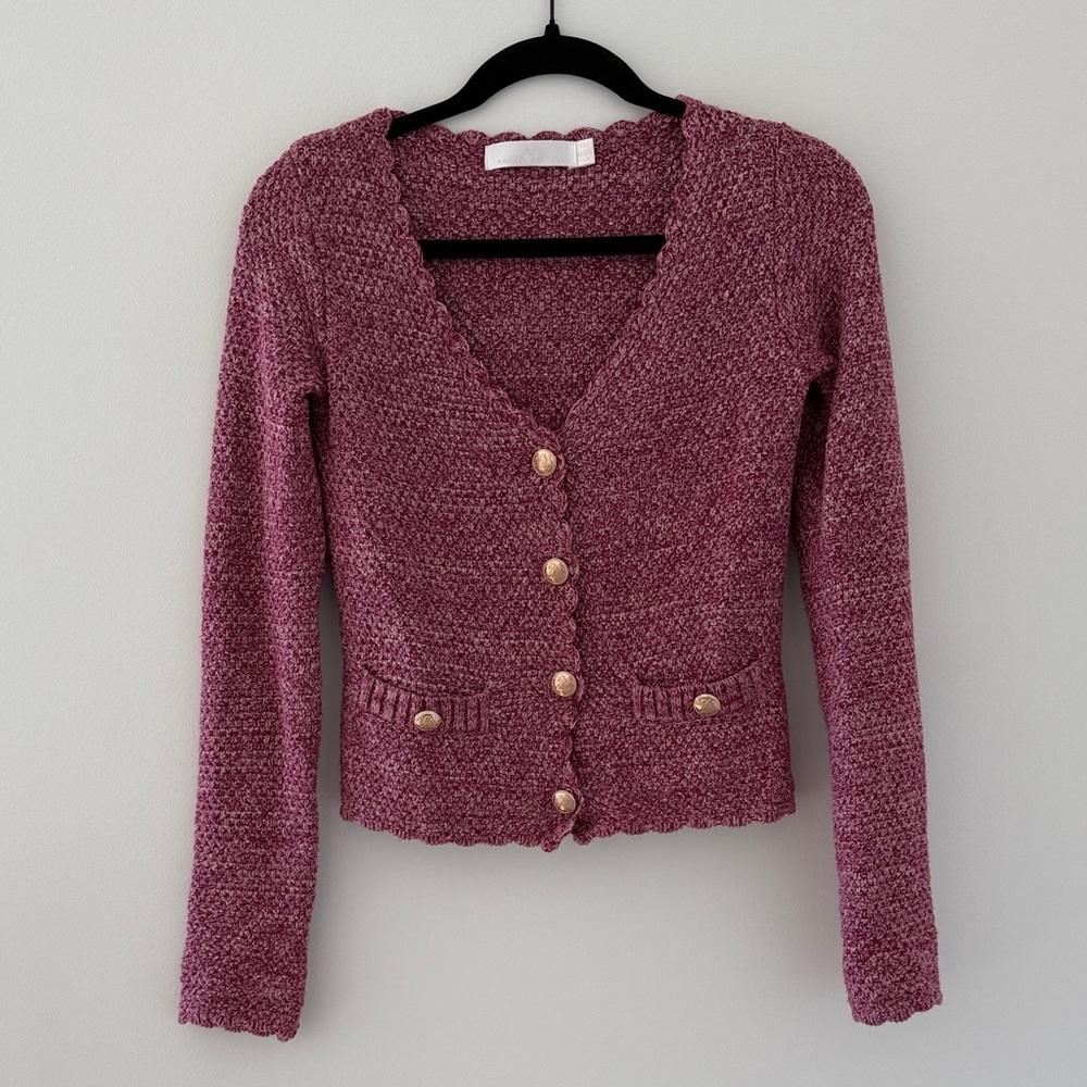 Rachel Parcell Maroon Button-Up Cardigan